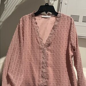 Miss Sparklling Blush Pink Lace Detail Blouse